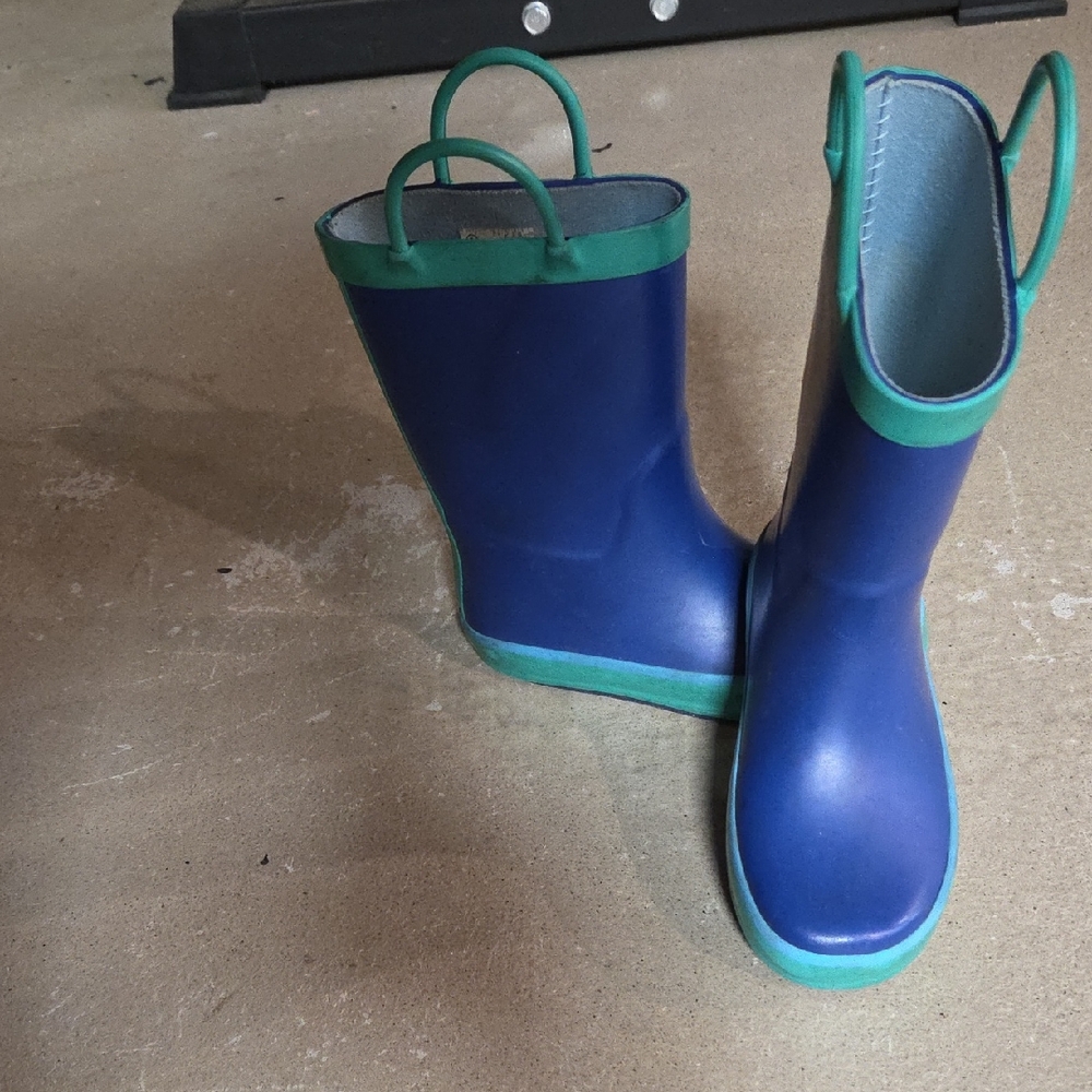 Blue and Green Rain Boots